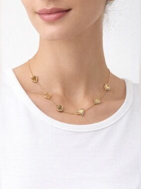 Kate Spade Gold Heart Station Necklace Multicolor Crystal NWT
